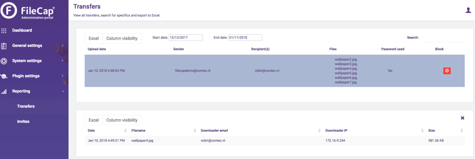 Reporting Transfers | FileCap V5 Legacy On-premises