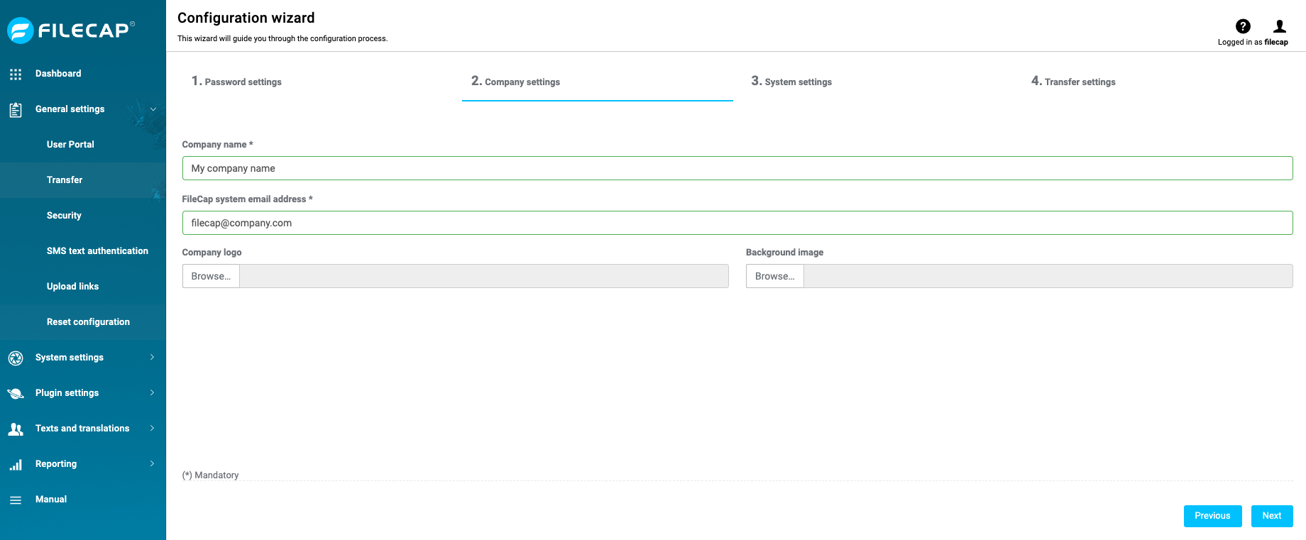 Installation wizard | FileCap V5 Legacy On-premises